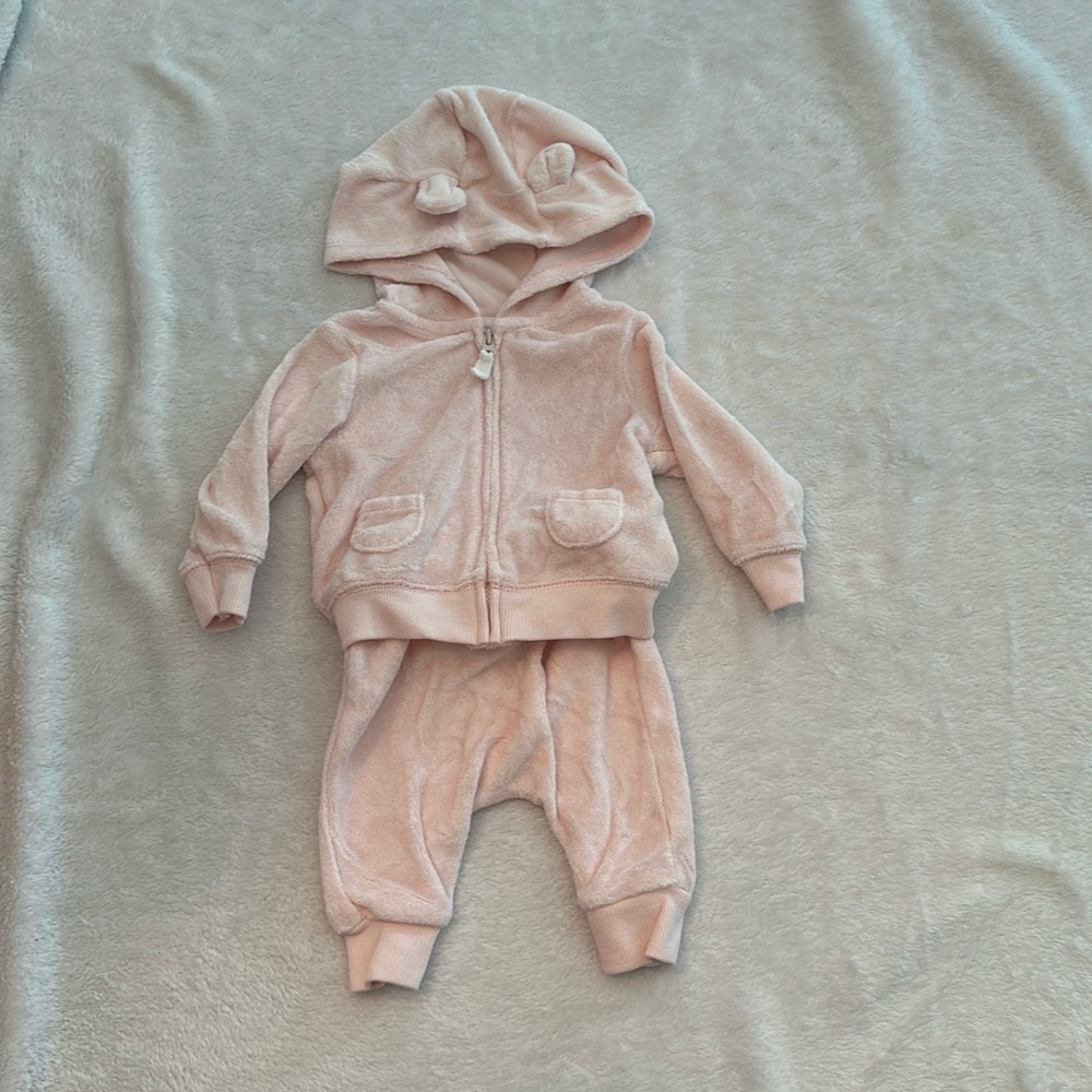 Carters NB jogger and zip up set, pink